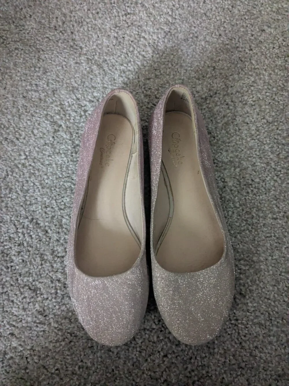 Pink and White Ombre Sparkly Girls Size 2 Flat Shoes